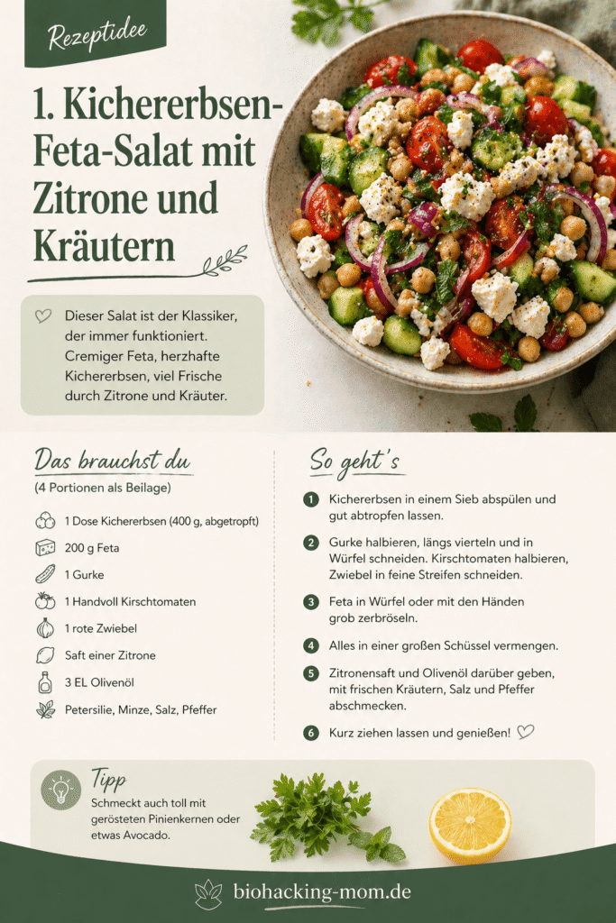 Kirchererbsen Feta Salat - proteinreich