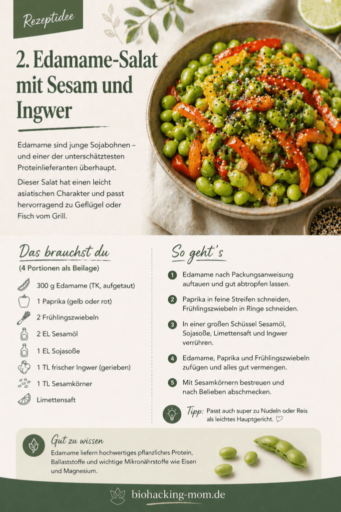 Edamame-Salat mit Sesam und Ingwer