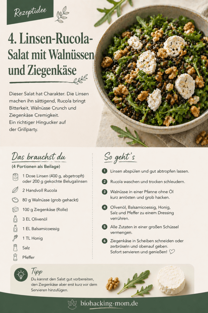 Linsen-Rucola-Salat mit Walnüssen und Ziegenkäse