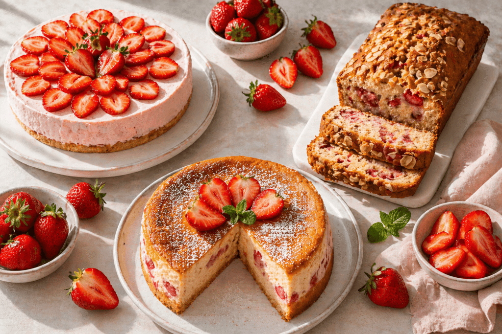proteinreicher Erdbeerkuchen ohne Zucker