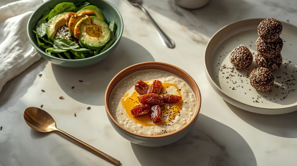 3 Gerichte mit schwarzem Sesam