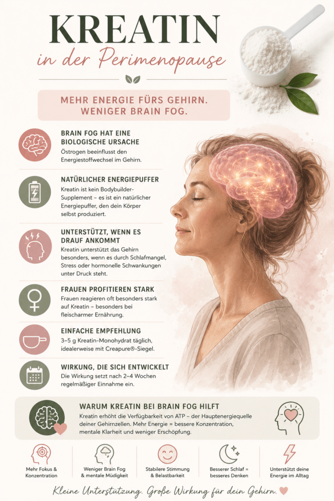 Infografik Brain Fog in Perimenopause und Kreatin